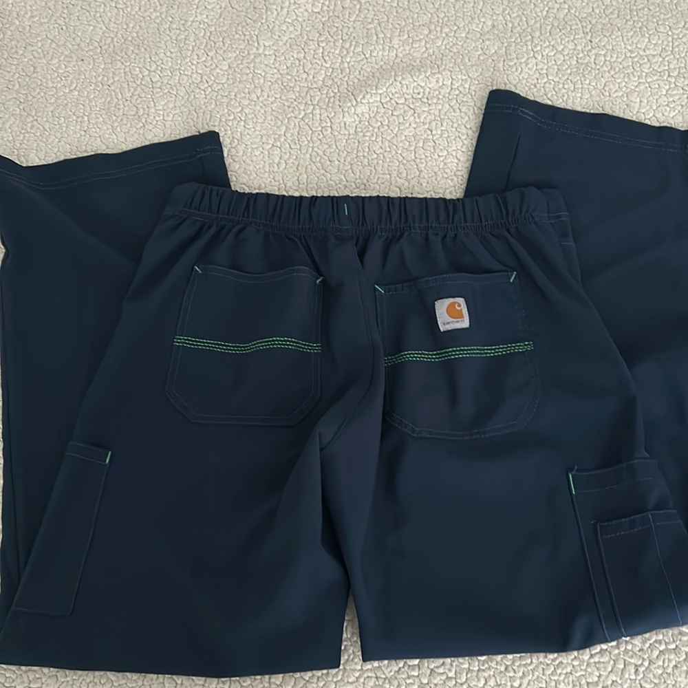 CARHARTT cross-flex bootcut cargo scrub pants Small Petite Navy